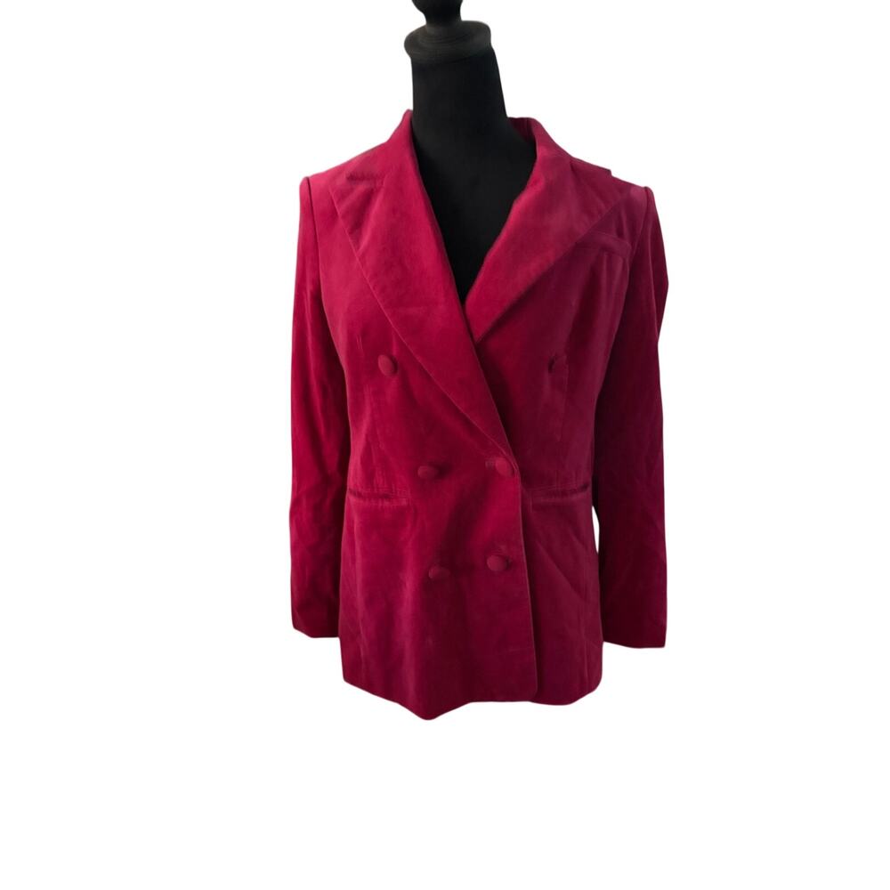Banana Republic Double Breasted Cotton Velvet Blazer Size 2 Bright Berry Pink